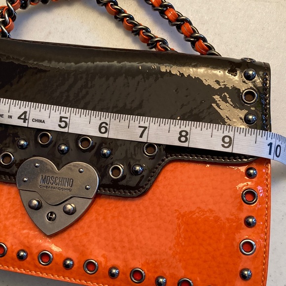 Moschino Chic Patent Chocolate & Orange Mini Bag - Picture 9 of 12